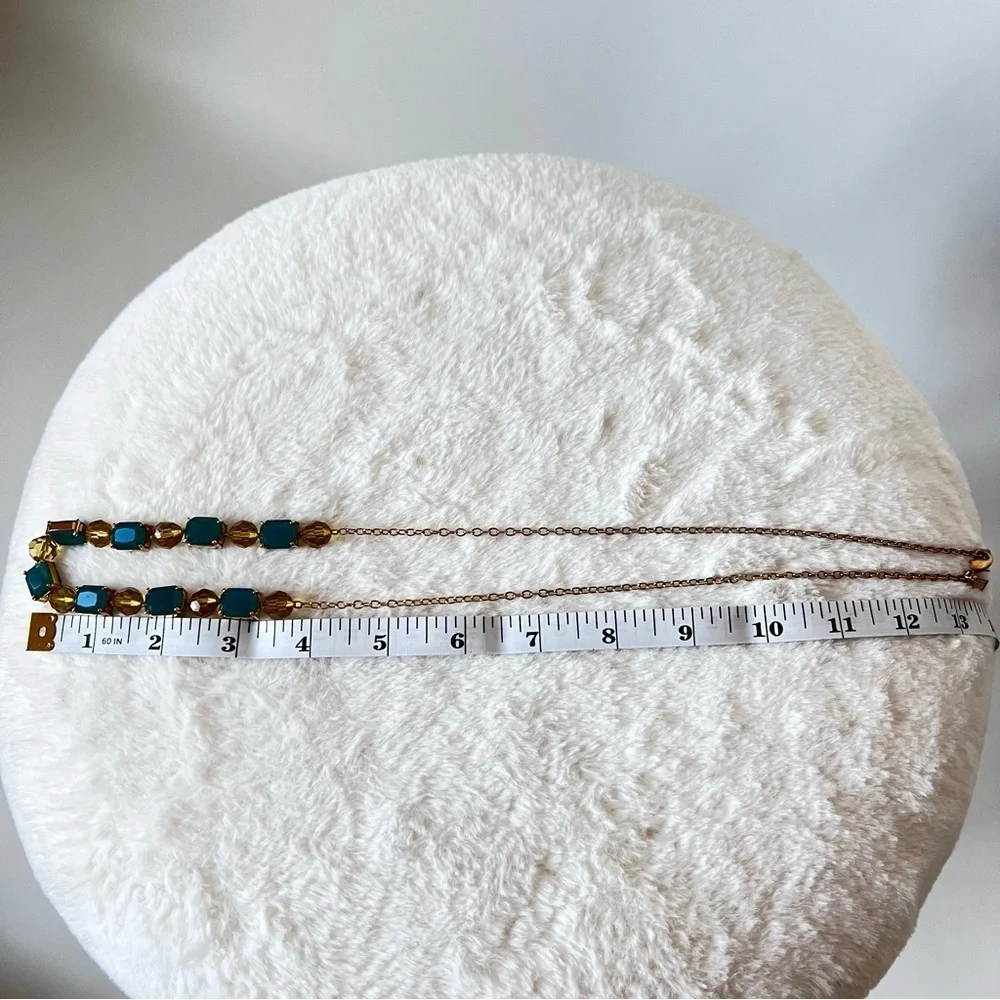 Kate Spade New York Turquoise Yellow Crystal Statement Necklace Gold Tone